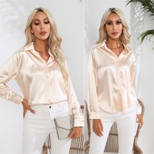 Satin Sensation Buttoned Blouse - Sand